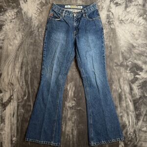 Vintage Y2k Mudd Jeans Flare Size 1 Faded Medium Wash 5-Pocket Design